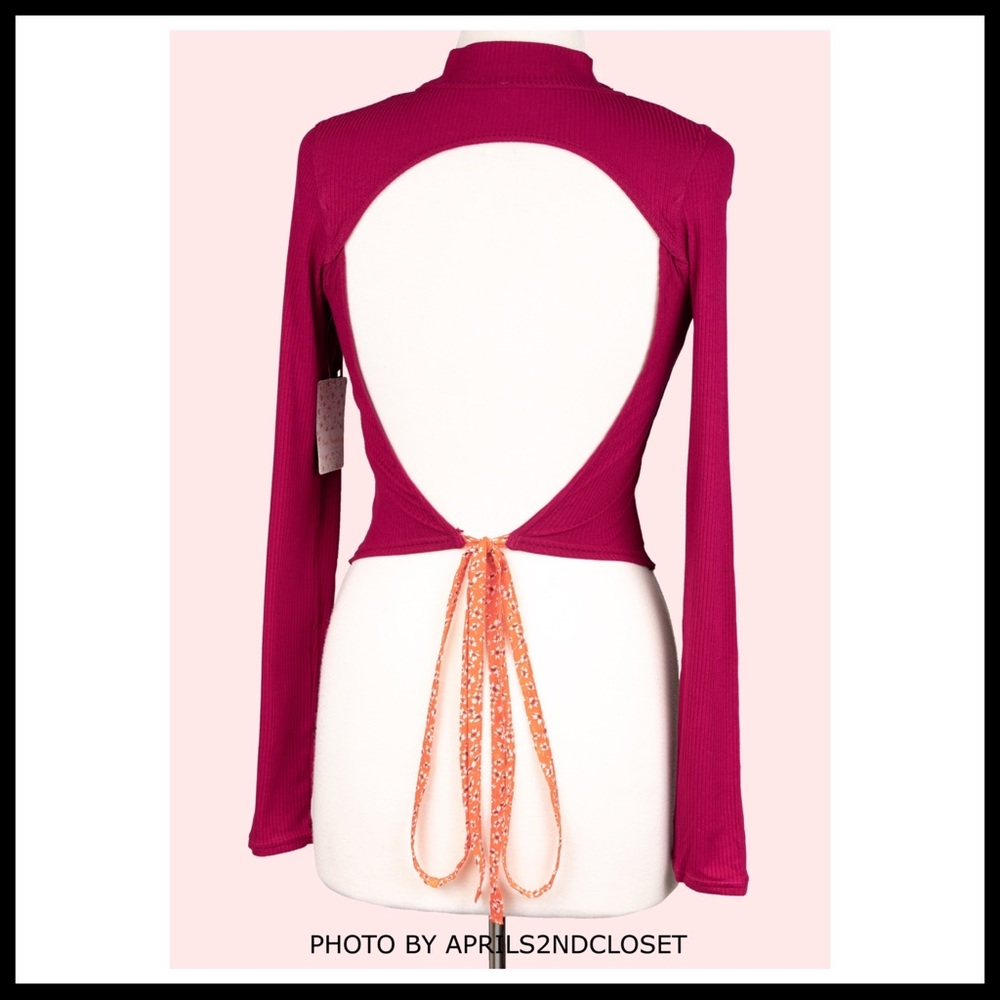 FREE PEOPLE BOHO CROP TOP OPEN TIE BACK CROPPED TEE FESTIVAL SUMMER T-SHIRT A3C - Picture 11 of 16